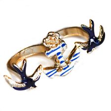 Bague Double Ancre Hirondelle Anneau De Pirate Bague À Deux Doigts