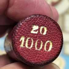 Tube Etui  Porte Louis d'Or 20/1000, Cuir noir, pour pièce 20 Fr Or