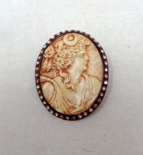 Broche ancienne en celluloid - 1930's ART DECO - Décor camée