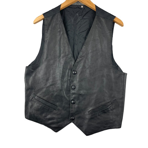 Gilet homme noir - gilet, cuir