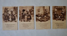 Lot de 4 cartes postales anciennes illustrées série "les vieilles de chez nous"