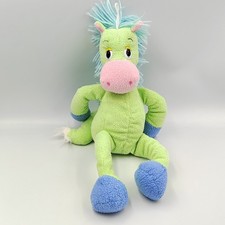 Doudou cheval vert bleu rose