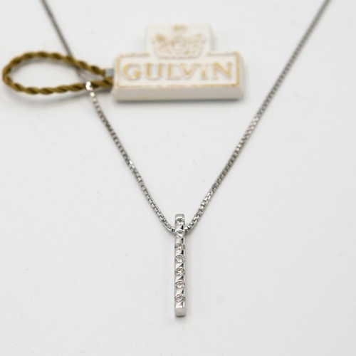 Collier allumette blanc - or,