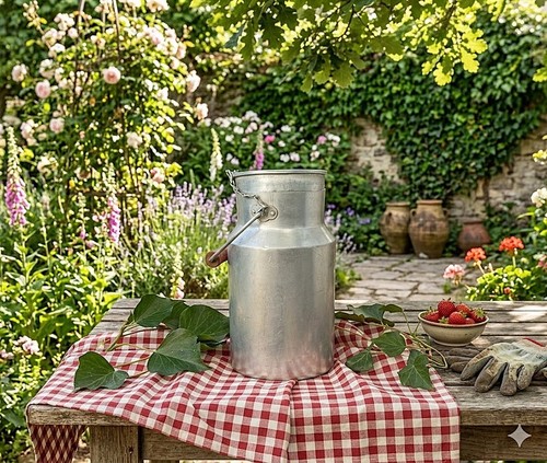 Ancien pot lait aluminium - ancien,