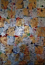 ALEXANDRE PONS/Abstrait contemporain-feuilles d'or-format 100x70 cm