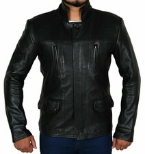 Blouson motard homme en cuir de mouton véritable noir manteau moto style...