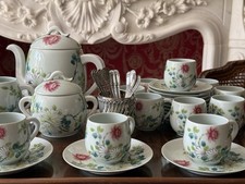 LIMOGES HAVILAND SIN HAI GREEN CELADON PORCELAIN TEA SERVICE SET 27 PIECES PLATE