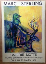 MARC STERLING 1972 AFFICHE LITHOGRAPHIEE ORIGINALE GALERIE MOTTE PARIS 