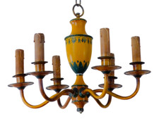 Gorgeous French Antique Chandelier 6 Lights Painted Tole Empire 19TH Directoire