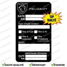 Étiquette Autocollant Entretien Vidange Huile Filtre Voiture Peugeot Top Qualité