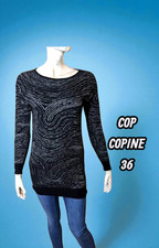 Cop Copine Taille 36  Superbe pull noir gris femme modèle Acropole