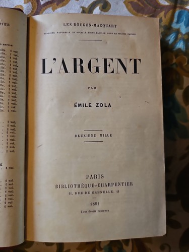 Argent émile zola - l,