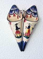 QUIMPER BOUQUETIERE DOUBLE ACCOLEE SIGNEE HB - FAÏENCERIE HUBAUDIERE BOUSQUET