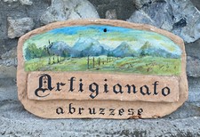 Enseigne en Terre Cuite “Artisanat Abruzzese“ Peint à la Main