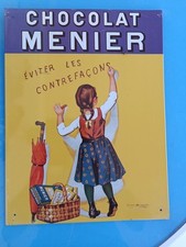 plaque publicitaire métal 40 X 30 chocolat menier occasion