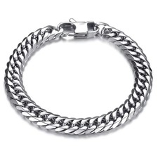 Bracelet Homme Argent or Blanc 750 Plaqué Or 18k Gourmette Acier Inox B3175