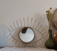 Miroir Forme Oeil Metal Doré