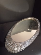 Ancien plateau miroir centre de table orfèvrerie Dilecta metal argenté