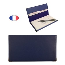 Porte chéquier bleu marine simili cuir made in France étui carte protège 