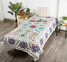 Vintage Original Handmade Broderie Nappe Suzani Lit Housse Canapé Jeté de Double