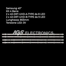 KIT 4 BARRES BANDES TV LED VESTEL 43-DRT-UHD-A / B VES430QNDL2D TOSHIBA