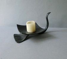 bougeoir pique cierge en fer forgé, années 60, brutaliste, forme oiseau