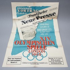 Orig. Affiche XIV Olympique Jeux Londres 1948 Frankfurter Neue Presse Exposé V