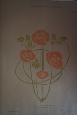 BELLE LITHO COULEUR ART NOUVEAU ARCHITECTURE DECORATION MOTIF FLEUR 1890
