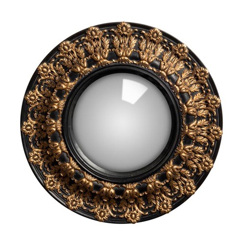Miroir convexe baroque noir - miroir,