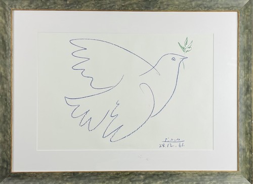 Colombe bleue lithographie - colombe,