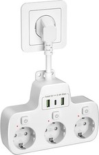 Multiprise Electrique 3 Prises, USB C avec 3 Interrupteurs Individuels