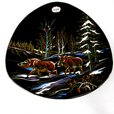 assiette emaux de longwy sangliers