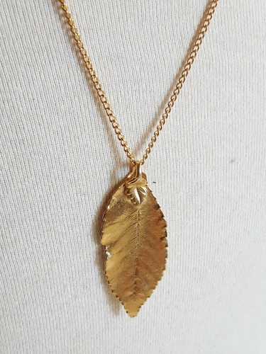 Pendentif feuille doré - feuille,