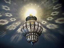 Lustre plafonnier marocain fer forgé lampe p8 applique lanterne oriental 50 cm