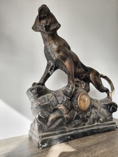 Pendule - Sculpture en Plâtre - Tigre à restaurer