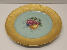 -BELLE ASSIETTE PORCELAINE LIMOGES THEODORE HAVILAND AILE OR signée B ROGER D