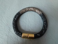 Swarovski bracelet femme fille stardust jonc resille tube cristaux noir beige