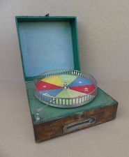 Ancien jeu estaminet MJ & Cie RARE loterie roulette BOIS MARCHE old wooden game