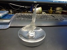 baguier Lalique au faisan,cristal,signé,H 10cm