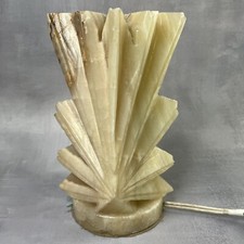 Lampe d'ambiance à poser en onyx sculpté vintage H.~20.5cm