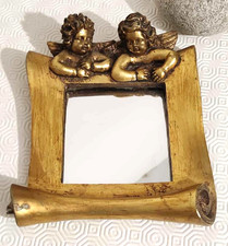 miroir mural ancien ange resine doré vintage 1920