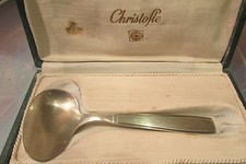 ancienne cuillere a bouillie christofle art deco metal argenté poinconnée ecrin