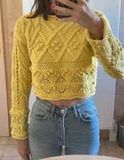 Pull Crochet Zara Jaune 36