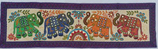 Tapisserie murale brodée à la main éléphants Tenture pailletée Inde