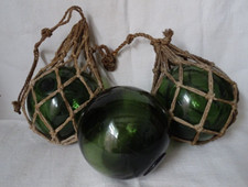 LOT ANCIENS FLOTTEURS VERRE SOUFFLE , PECHEUR , BATEAU PECHE