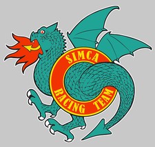 DRAGON SRT SIMCA RACING TEAM RALLYE 1 2 3 AUTOCOLLANT 25cm STICKER AUTO SA201