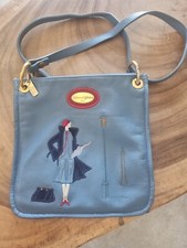 sac à main cuir Bleu femme Defense D´afficher Paris bandoulière cuir TBE 