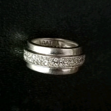 Ancienne Bague Anneau  Zirconiums Serti Sur Argent Massif 925 Signé : AGATHA.