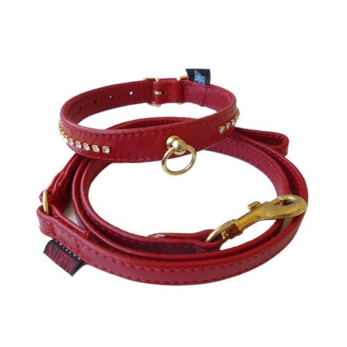 Collier strass laisse cuir - collier,