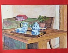 2 AQUARELLES MALGACHES NATURE-MORTE ET STATUES DE 1941/ Madagascar watercolours